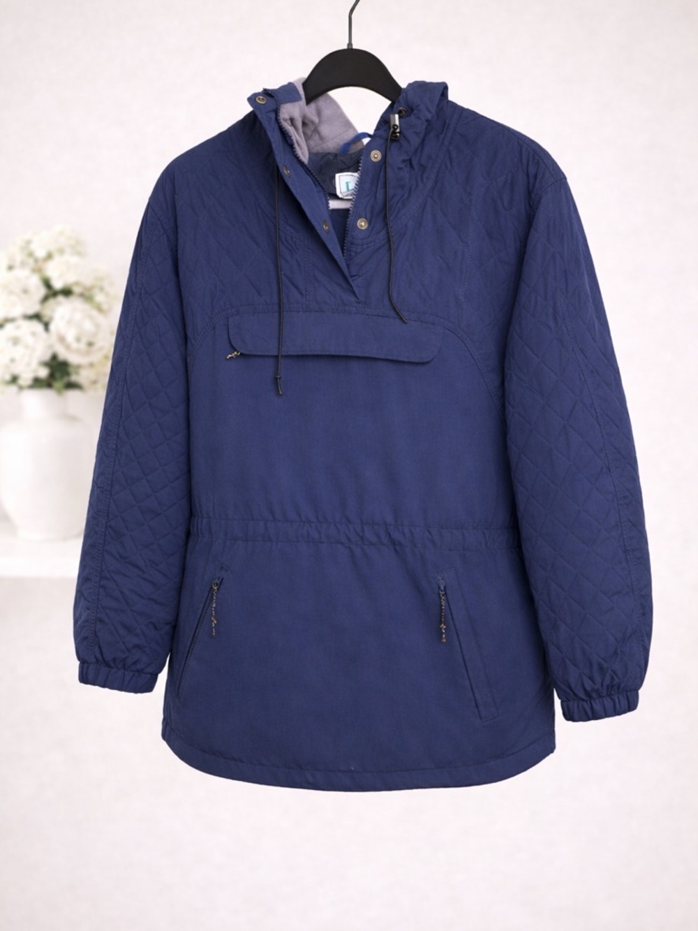 Vintage Quilted LL Bean Hooded Pullover Jacket